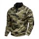 Men's Camouflage Print Half-Zip Stand Collar Sweatshirt (Khaki/Black/Green)